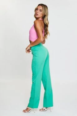 Green Wide Leg Pant High Rise 11 Green Wide Leg Pant High Rise -Women Clothing Shop mr harem pant green slim pants high rise 32964938105025