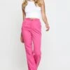 Pink Wide Leg Pant High Rise 1 Pink Wide Leg Pant High Rise -Women Clothing Shop mr harem pant pink slim pants high rise 32967183401153