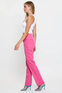 Pink Wide Leg Pant High Rise -Women Clothing Shop mr harem pant pink slim pants high rise 32967183499457