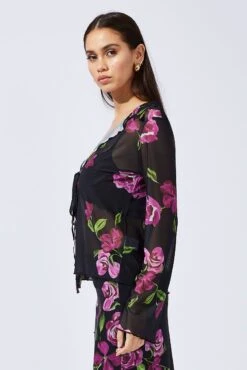 Black Floral Cardigan Long Sleeve 11 Black Floral Cardigan Long Sleeve -Women Clothing Shop oj1216cx 84w floral 4