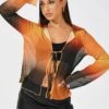 Brown Abstract Mesh Cardigan Long Sleeve -Women Clothing Shop oj1216d 84wb abstract 1