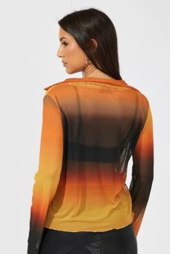 Brown Abstract Mesh Cardigan Long Sleeve -Women Clothing Shop oj1216d 84wb abstract 5