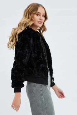 Black Soft Jacket Long Sleeves Hoodie -Women Clothing Shop oj1228 33w black 4