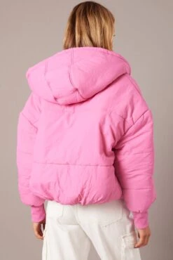 Pink Puffer With Long Sleeve -Women Clothing Shop oj1232 33wb pink 5