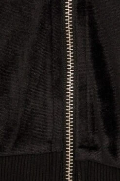 Black Velour Short Sleeve Zip Lounge Hoodie -Women Clothing Shop oj12900 f3 black 6