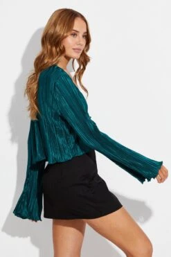 Green Jacket Long Sleeve V Neck With Chain Details 11 Green Jacket Long Sleeve V Neck With Chain Details -Women Clothing Shop oj1302 38wb forest 4