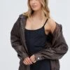 Brown PU Oversized Jacket -Women Clothing Shop oj1406 33wb chocolate 1