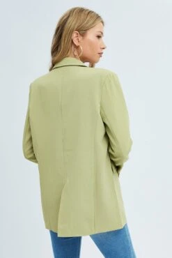 Green Oversized Single Breasted Blazer -Women Clothing Shop oj1434 38wb lime 5
