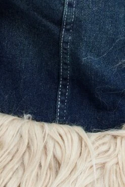 Denim Jacket Long Sleeve Faux Fur Tie Front Washed Denim -Women Clothing Shop oj1458 84w mid wash 7