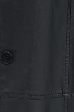 Black Jacket Longline Collar Long Sleeve Faux Leather -Women Clothing Shop oj1492 66w black 6