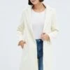 White One Button Coat Knee Length -Women Clothing Shop oj1832 66wb ecru 1