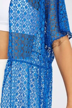 Blue Crochet Cardigan Short Sleeve -Women Clothing Shop oj2012 51wb blue 6