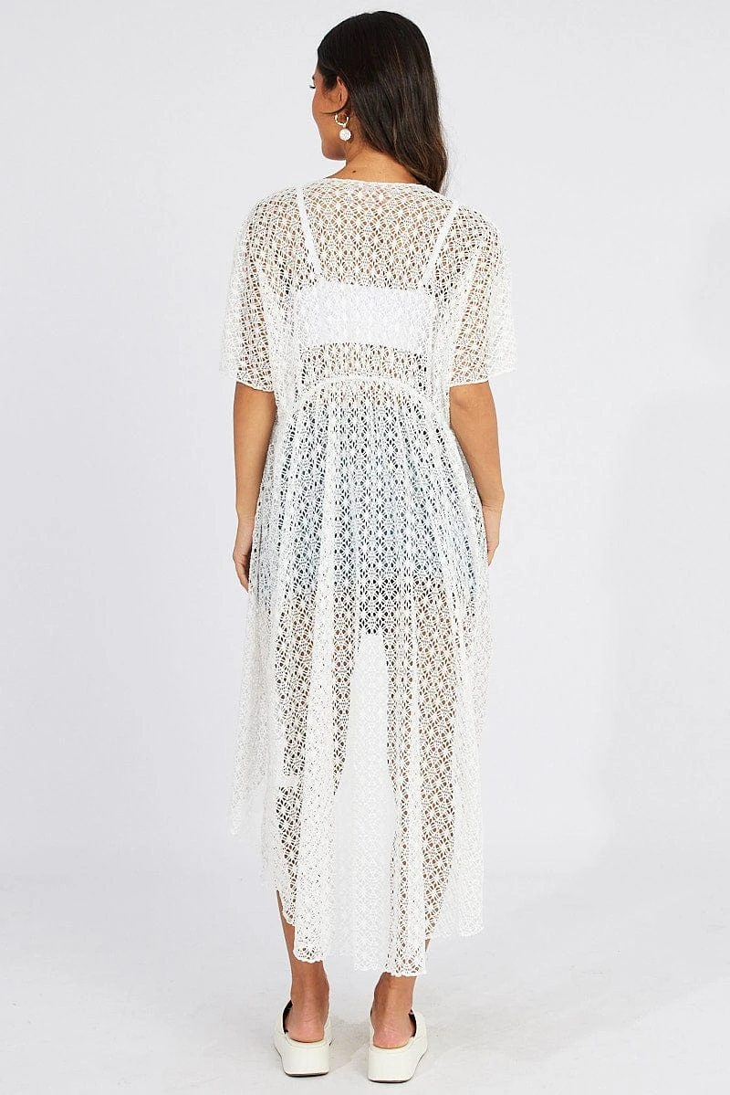 White Crochet Cardigan Short Sleeve 7 White Crochet Cardigan Short Sleeve - Image 5