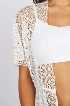 White Crochet Cardigan Short Sleeve 13 White Crochet Cardigan Short Sleeve -Women Clothing Shop oj2012 51wb white 6