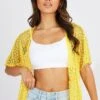 Yellow Crochet Cardigan Short Sleeve -Women Clothing Shop oj2012 51wb yellow 1