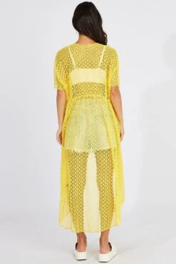 Yellow Crochet Cardigan Short Sleeve -Women Clothing Shop oj2012 51wb yellow 5