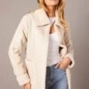 Camel Long Coat Shearling Lined Faux Leather -Women Clothing Shop oj31929 66mb beige 1