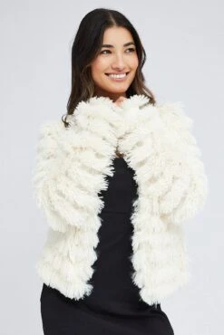 White Shag Faux Fur Jacket