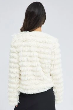 White Shag Faux Fur Jacket -Women Clothing Shop oj5016 33w cream 5