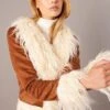 Brown Faux Fur Jacket Long Sleeves -Women Clothing Shop oj5021 33wb brown 1