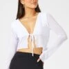 White Tie Up Cardigan Long Sleeve -Women Clothing Shop oj5680 84wb white 1