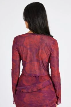 Red Floral Tie Up Cardigan Long Sleeve 12 Red Floral Tie Up Cardigan Long Sleeve -Women Clothing Shop oj5680x 84w floral 5