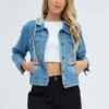 Denim Blue Denim Jacket With Hood -Women Clothing Shop oj7410 f4 denim blue 1