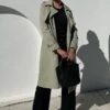 Green Trench Coat Long Sleeves Cotton -Women Clothing Shop oj8010 66mb khaki 1