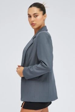 Grey Blazer Long Sleeve -Women Clothing Shop oj9130 33wb grey 4