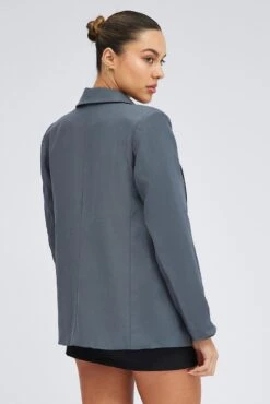 Grey Blazer Long Sleeve -Women Clothing Shop oj9130 33wb grey 5