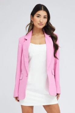 Pink Blazer Long Sleeve -Women Clothing Shop oj9130 33wb pink 3