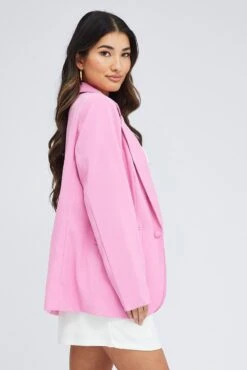 Pink Blazer Long Sleeve -Women Clothing Shop oj9130 33wb pink 4