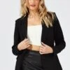Black Jacket Long Sleeve Collar Neck -Women Clothing Shop oj9130a 33wb black 1