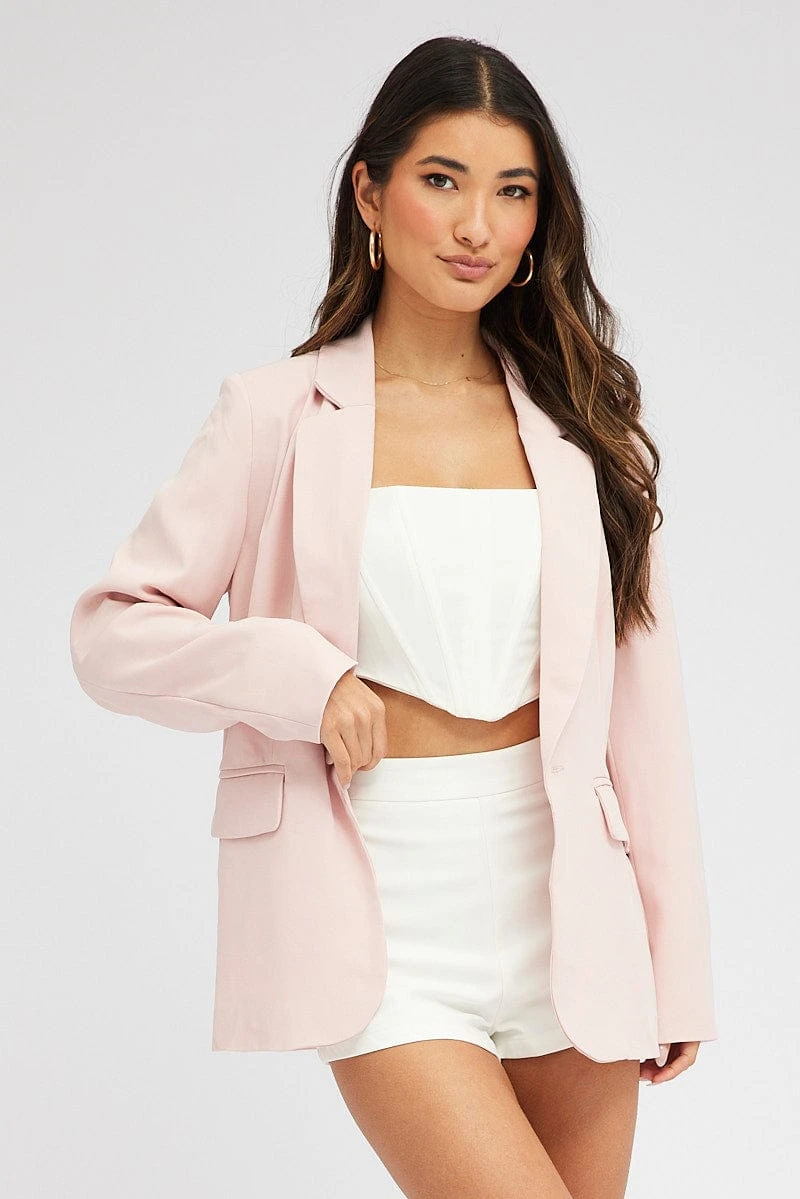 Pink Jacket Long Sleeve Collar Neck 3 Pink Jacket Long Sleeve Collar Neck