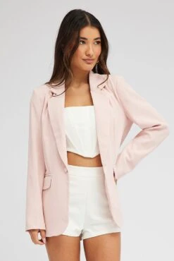 Pink Jacket Long Sleeve Collar Neck 10 Pink Jacket Long Sleeve Collar Neck -Women Clothing Shop oj9130a 33wb pale pink 3
