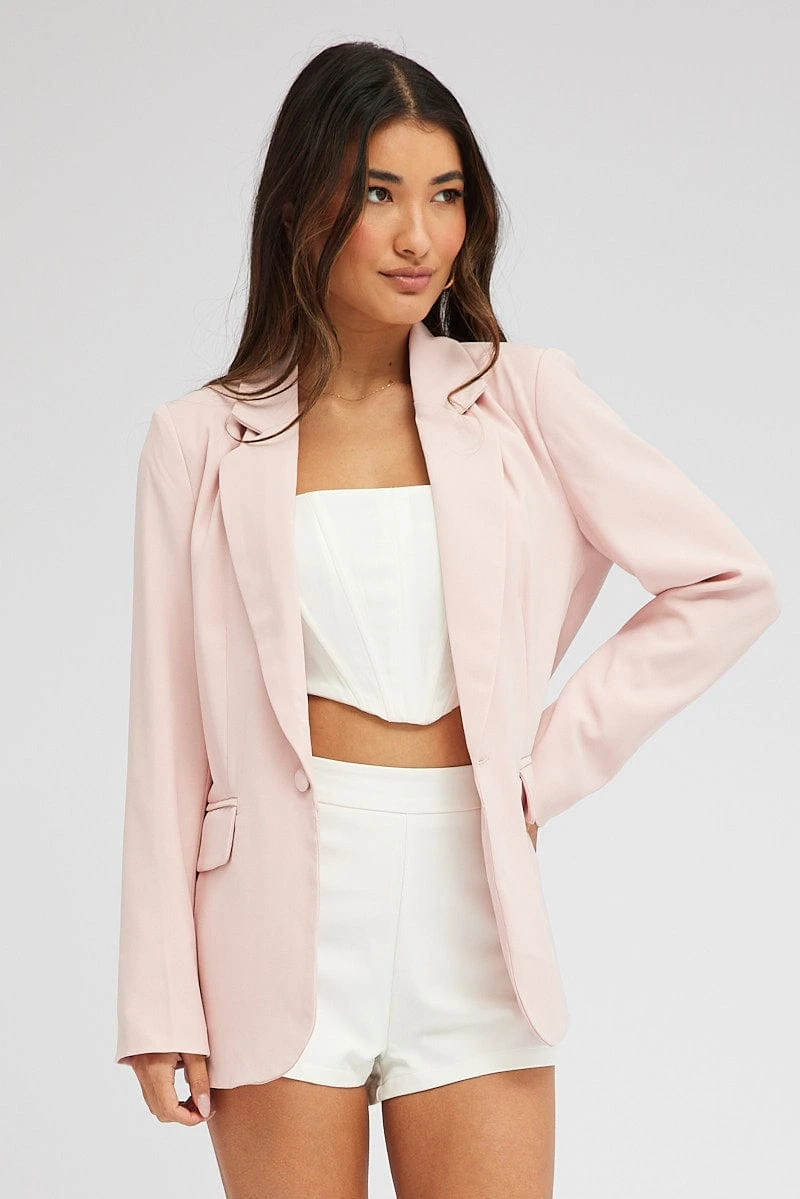 Pink Jacket Long Sleeve Collar Neck 5 Pink Jacket Long Sleeve Collar Neck - Image 3