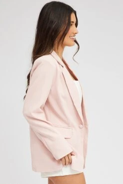 Pink Jacket Long Sleeve Collar Neck 11 Pink Jacket Long Sleeve Collar Neck -Women Clothing Shop oj9130a 33wb pale pink 4
