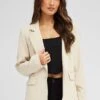 Beige Jacket Long Sleeve Collar Neck -Women Clothing Shop oj9130a 33wb stone 1