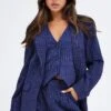 Stripe Blazer Long Sleeve Tailored Single Breasted -Women Clothing Shop oj9130bx 33cb stripe 1