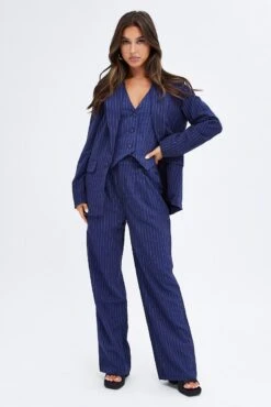 Stripe Blazer Long Sleeve Tailored Single Breasted 9 Stripe Blazer Long Sleeve Tailored Single Breasted -Women Clothing Shop oj9130bx 33cb stripe 2