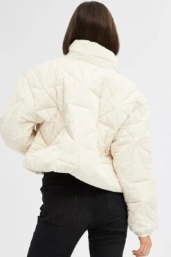 White Puffer Jacket Long Sleeve -Women Clothing Shop ojc1894 34s winter whi 5