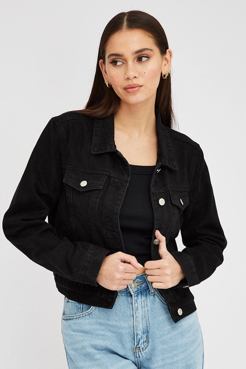 Black Denim Crop Jacket 3 Black Denim Crop Jacket