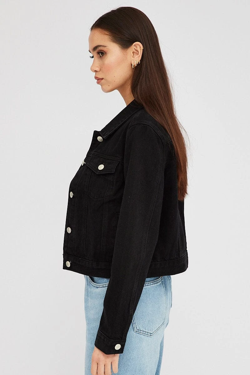 Black Denim Crop Jacket 6 Black Denim Crop Jacket - Image 4