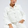 White Denim Crop Jacket -Women Clothing Shop ojo10164b 33wb white 1