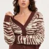 Print Knit Cardigan Long Sleeve Crop -Women Clothing Shop oversize cardigan print knit cardigan long sleeve crop 32967228653761