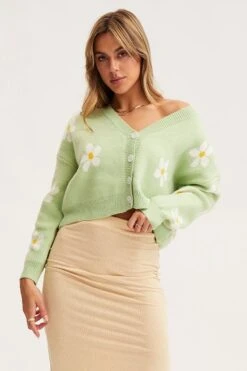 Print Knit Cardigan Long Sleeve Relaxed V-Neck -Women Clothing Shop oversize cardigan print knit cardigan long sleeve relaxed v neck 32980844937409