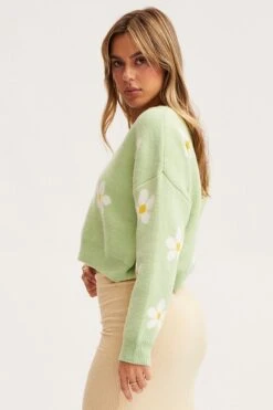 Print Knit Cardigan Long Sleeve Relaxed V-Neck -Women Clothing Shop oversize cardigan print knit cardigan long sleeve relaxed v neck 32980844970177