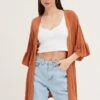 Beige Ruffle Sleeve Longline Cardigan -Women Clothing Shop oversized cardigan camel ruffle sleeve longline cardigan 32966422331585