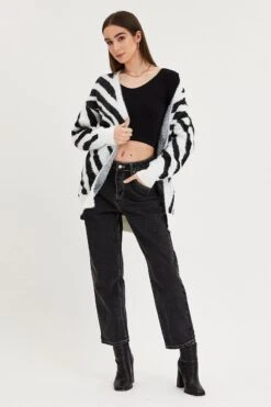 Women Clothing Shop -Women Clothing Shop oversized cardigan print knit cardigan long sleeve longline 32967477854401
