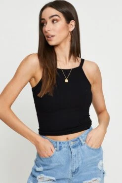 Black Singlet Top Sleeveless Seamless -Women Clothing Shop singlet black singlet top sleeveless seamless 32964788060353